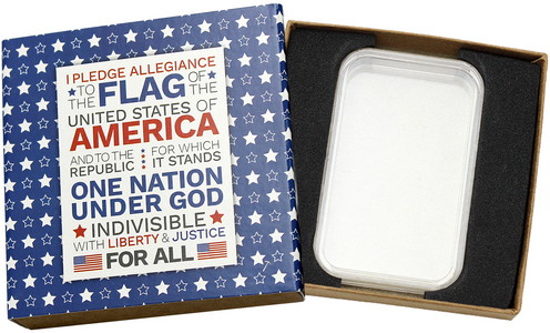 SilverTowne Natural Kraft Paper Gift Box w/Pledge of Allegiance Box Sleeve & Cap - Product Packaging [Add $5.00]